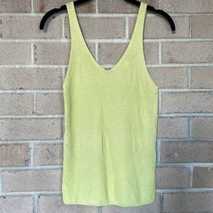 Lime Ribbed V-Neck Sweater Tank Top